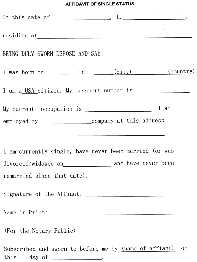 Affidavit of Single Status - Fill and Sign Printable Template Online | US  Legal Forms